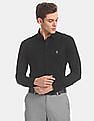 USPA Tailored Men Black Slim Fit Splatter Print Formal Shirt