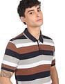 AD by Arvind Cotton Horizontal Stripe Polo Shirt