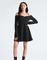 Calvin Klein Off Shoulder Solid Mini Dress