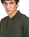 Calvin Klein Men Olive Elevated Logo Tape Solid Pique Polo Shirt