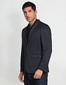 Arrow Patterned Knit Polyester Slim Fit Blazer