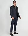 Arrow Patterned Knit Polyester Slim Fit Blazer