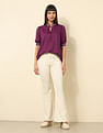 U.S. Polo Assn. Women Ruffle Neck Solid Top