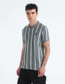 Flying Machine Vertical Stripe Pure Cotton Polo Shirt