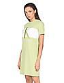 Calvin Klein Women Light Green Colour Block Logo T-Shirt Dress