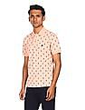Aeropostale Men Light Pink Cotton Printed Polo Shirt