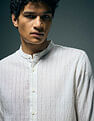Flying Machine Vertical Striped Color Of Home Mandarin Collar Shirt