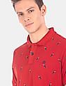 Aeropostale Men Red Pique Printed Polo Shirt