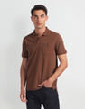 Arrow Sports Patterned Collar Solid Polo Shirt