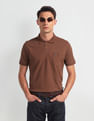 Arrow Sports Patterned Collar Solid Polo Shirt
