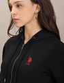 U.S. Polo Assn. Women Full Zip Placket Solid Sweatshirt