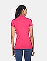 U.S. Polo Assn. Women Brand Applique Ribbed Collar Polo Shirt