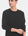 Calvin Klein Men Black Monogram Raglan Sleeve Waffle Knit T-Shirt