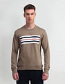 Arrow Sport Crew Neck Horizontal Striped Sweatshirt
