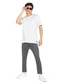 Flying Machine Ribbed Neck Heathered T-Shirt