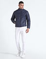 Flying Machine High Neck Solid Quilted Jacket