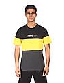 Aeropostale Men Black And Yellow Cotton Colour Block T-Shirt