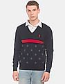 U.S. Polo Assn. Star Pattern V- Neck Sweater