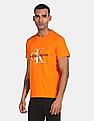 Calvin Klein Men Orange Regular Monogram Logo T-Shirt