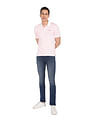 AD by Arvind Cotton Horizontal Stripe Polo Shirt