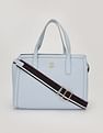 Tommy Hilfiger Solid Blue Cotton Handbags