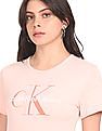 Calvin Klein Jeans Women Pink Pure Cotton Logo Print T-Shirt