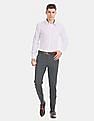 USPA Tailored Grey Slim Fit Check Formal Trousers