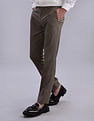 Tommy Hilfiger Regular-Fit Self-Design Mid Rise Trousers