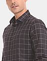 Calvin Klein Men Black Slim Fit Windowpane Check Casual Shirt