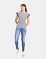 U.S. Polo Assn. Women White Cap Sleeve Striped Top