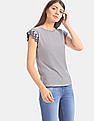 U.S. Polo Assn. Women White Cap Sleeve Striped Top