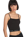 Calvin Klein Jeans Women Black Brand Tape Strappy Solid Crop Top