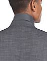 Arrow Notch Lapel Collar Patterned Weave Blazer