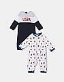 U.S. Polo Assn. Kids Baby Assorted Long Sleeve Romper - Pack Of 2