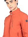 U.S. Polo Assn. Men Orange High Neck Zip Up Solid Jacket