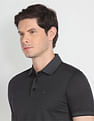 Arrow Ribbed Collar Patterned Knit Polo Shirt