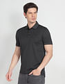Arrow Ribbed Collar Patterned Knit Polo Shirt