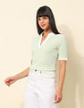 U.S. Polo Assn. Women Regular Fit Textured Polo Shirt