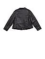 U.S. Polo Assn. Kids Girls Black Mandarin Collar Solid Biker Jacket