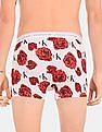 Calvin Klein Underwear Men White And Red CK One Allover Rose Print Cotton Stretch Trunks