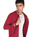 Flying Machine Solid Stand Collar Bomber Jacket
