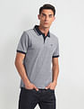 Arrow Sports Patterned Collar Heathered Polo Shirt