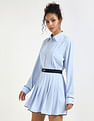 Tommy Hilfiger Polyester Spread Collar A-Line Dress