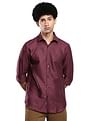 Calvin Klein Men Burgundy Horizontal Stripe Dobby Slim Fit Casual Shirt