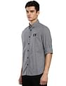 Calvin Klein Men White And Black Shrunken Badge Gingham Check Casual Shirt