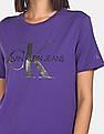 Calvin Klein Women Violet Glitter Monogram Print T-Shirt