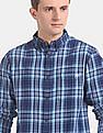 Aeropostale Blue Button Down Collar Check Shirt