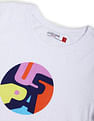 U.S. Polo Assn. Women Ribbed Neck Circle Brand Print T-Shirt