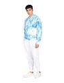 Calvin Klein Jeans Men White And Blue Tie Dye Logo Print Hoodie