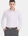 USPA Tailored White Tailored Regular Fit Solid Shirt